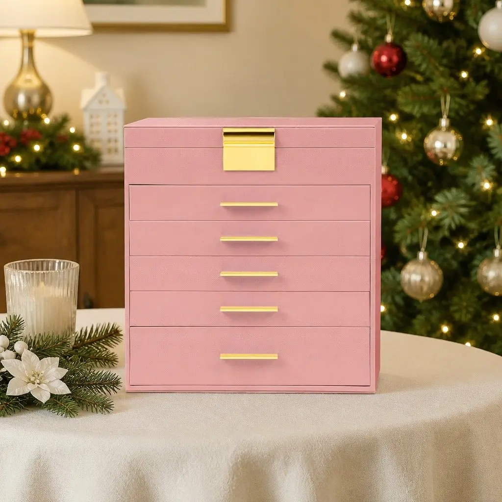 6-Layer Jewelry Organizer Box with Mirror