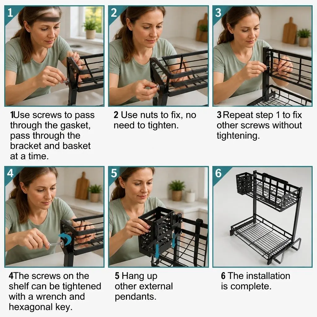2-Tier Spice Rack Organizer with Hooks