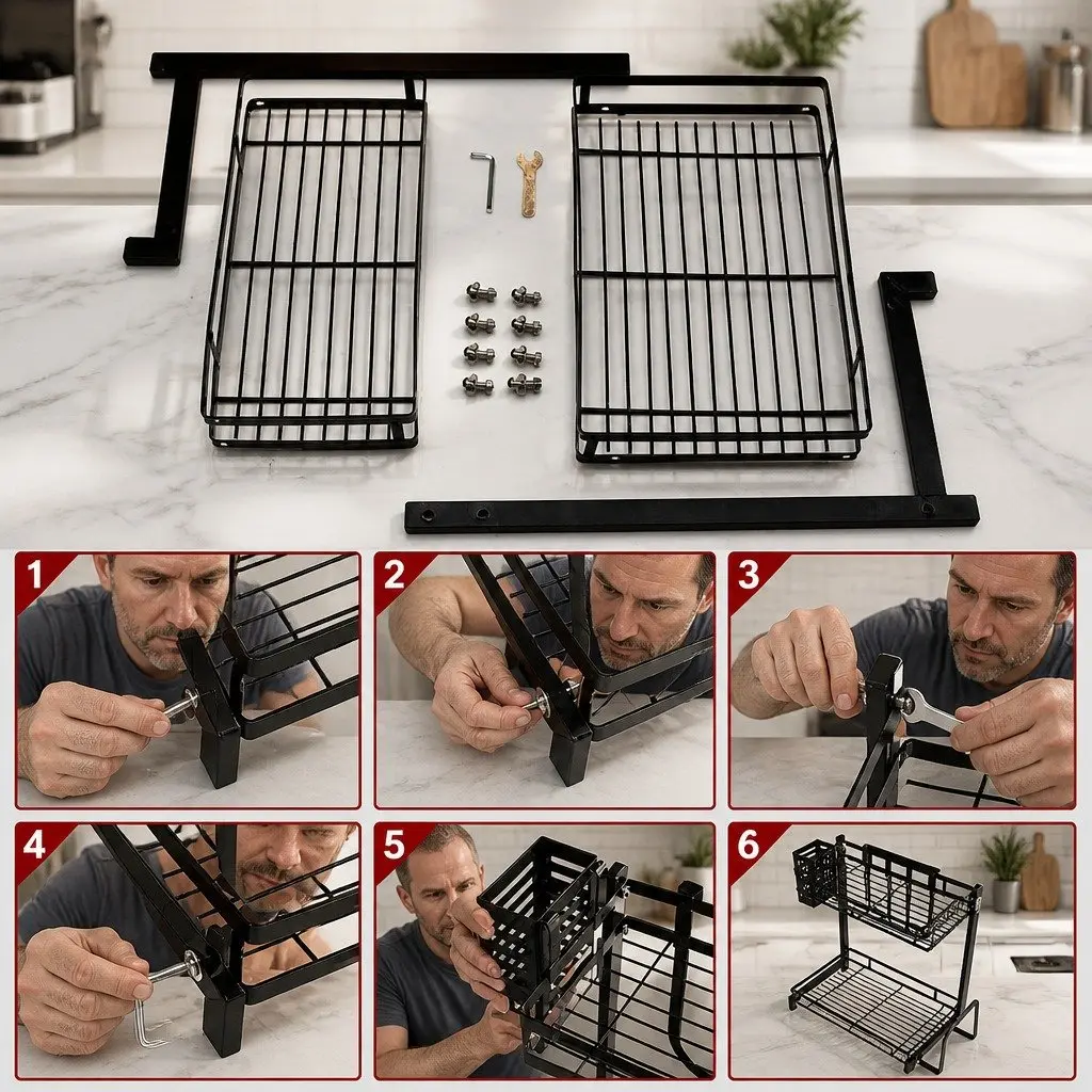 2-Tier Spice Rack Organizer with Hooks