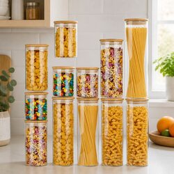 Quality Glass Storage Jars Set with Bamboo Lids