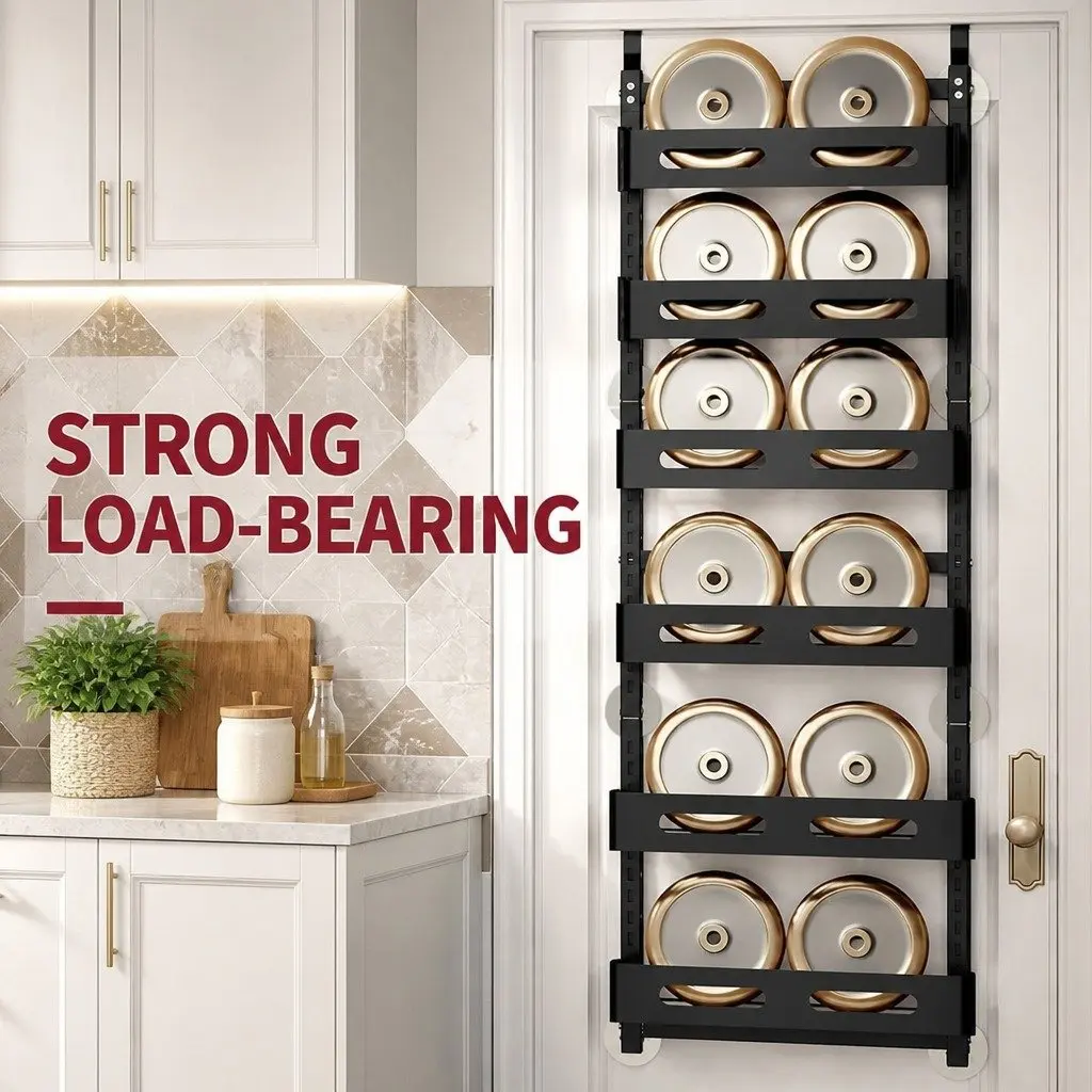 Over the Door Organizer Metal 6 Tier Adjustable Black Storage Rack