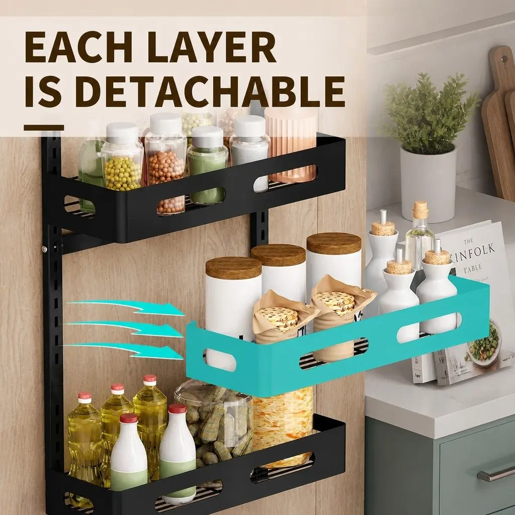 Over the Door Organizer Metal 6 Tier Adjustable Black Storage Rack