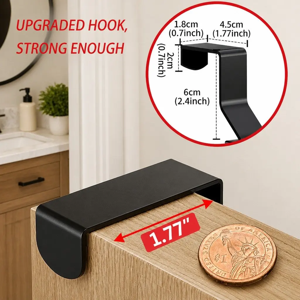 Over the Door Organizer Metal 6 Tier Adjustable Black Storage Rack