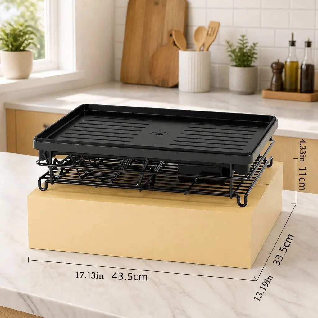 2-Tier Dish Drying Rack with Drainboard & Utensil Holder