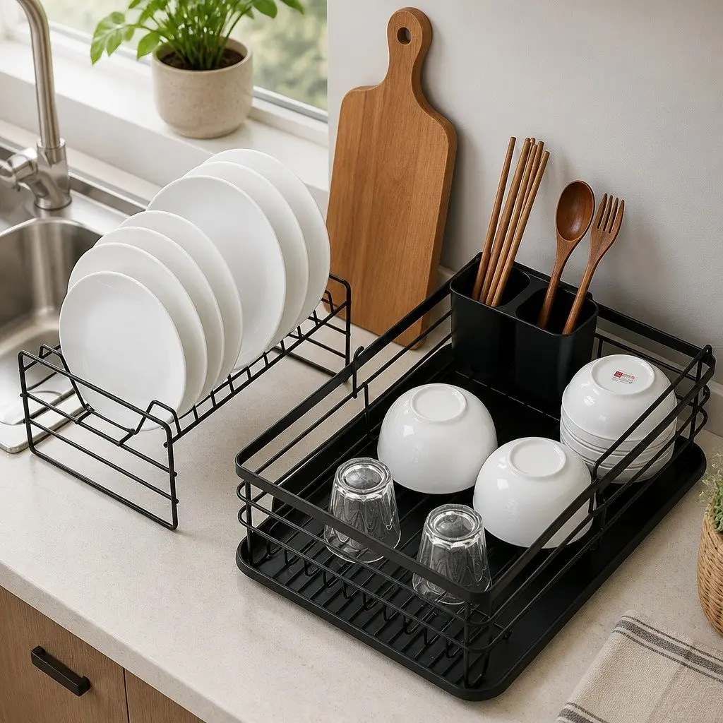 2-Tier Dish Drying Rack with Drip Tray
