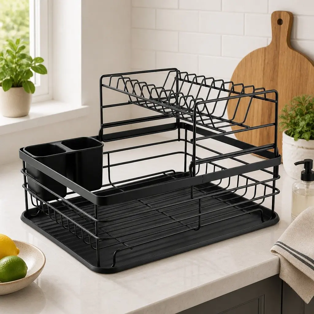 2-Tier Dish Drying Rack with Drip Tray