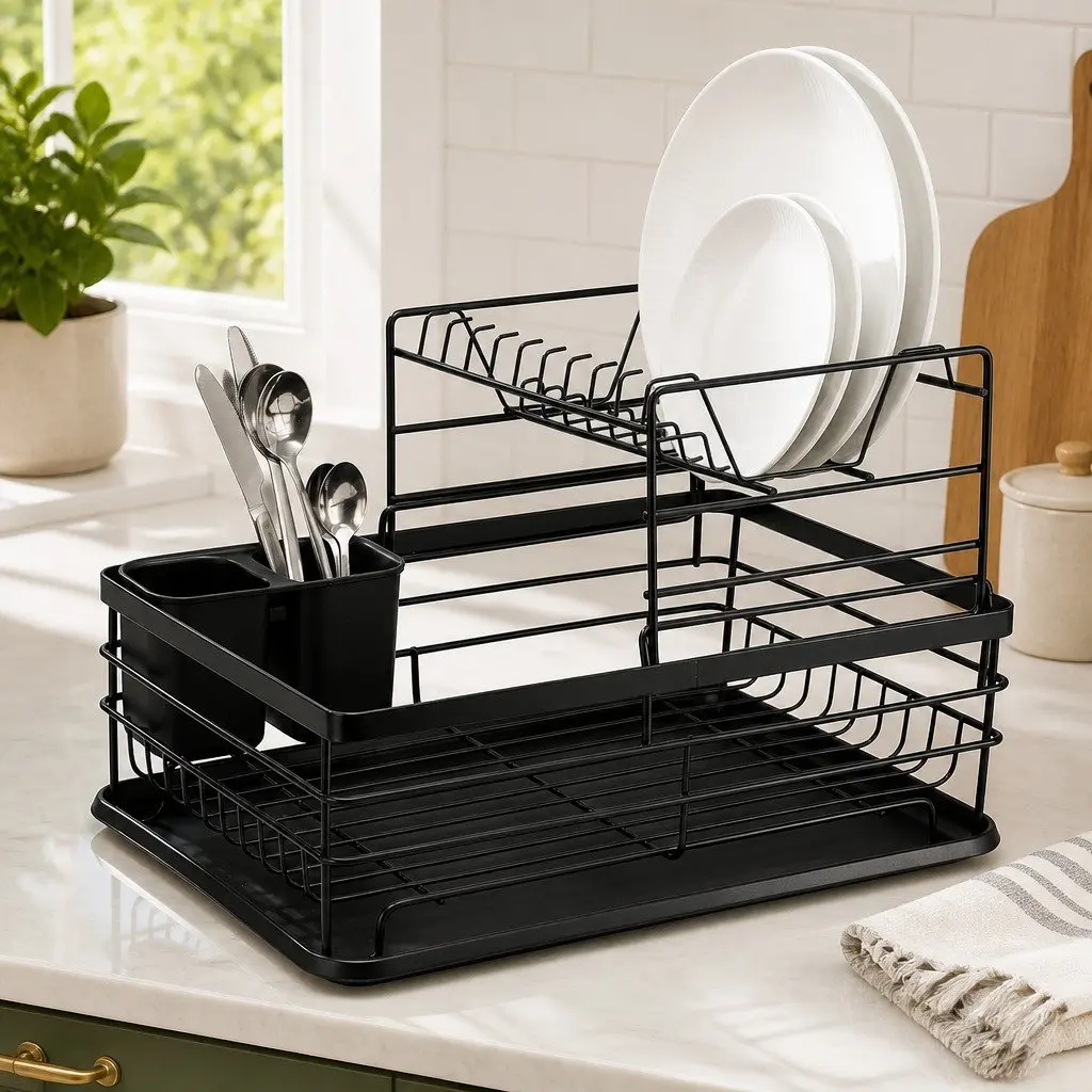 2-Tier Dish Drying Rack with Drip Tray
