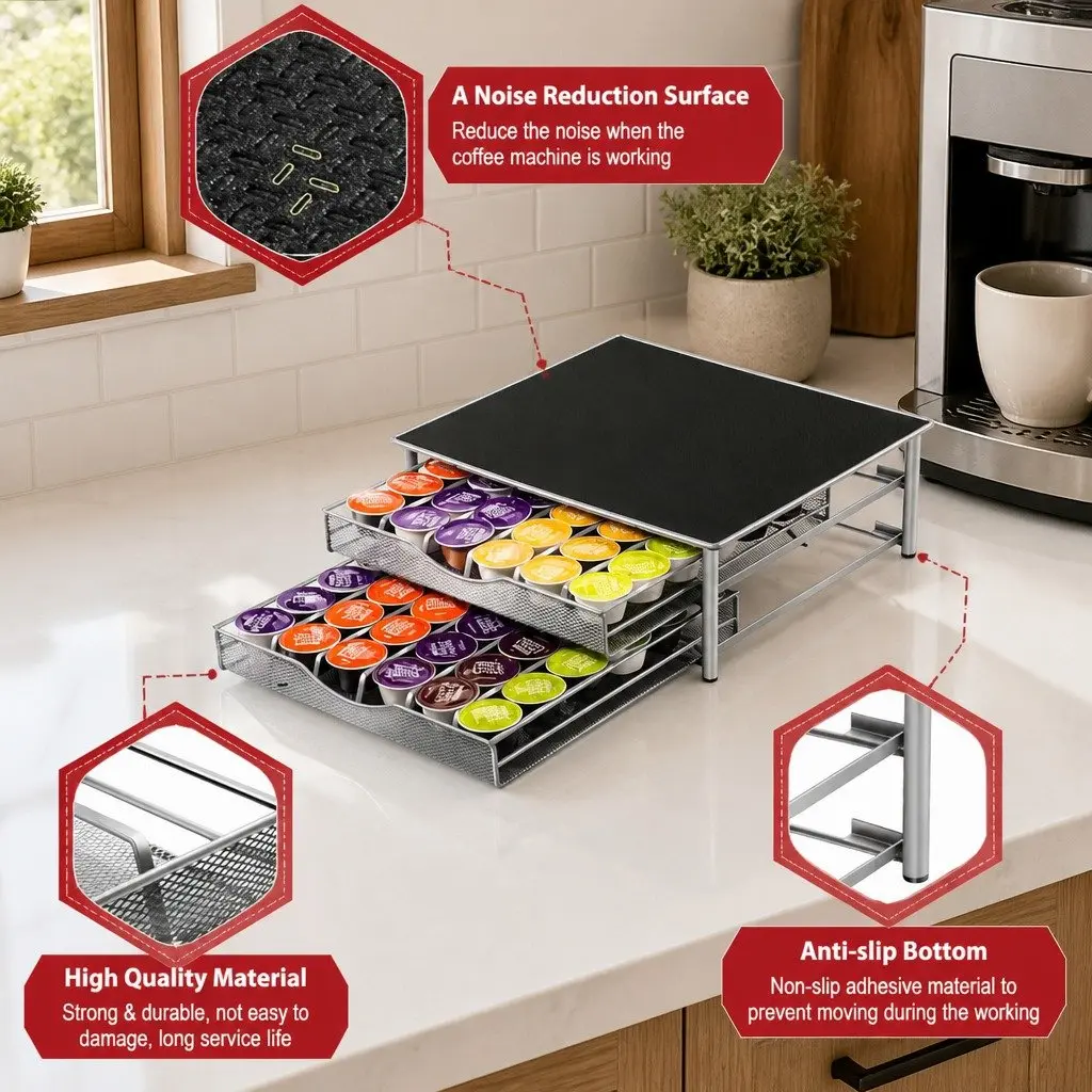 2-Tier K-Cup Coffee Pod Organizer with 72 Capacity