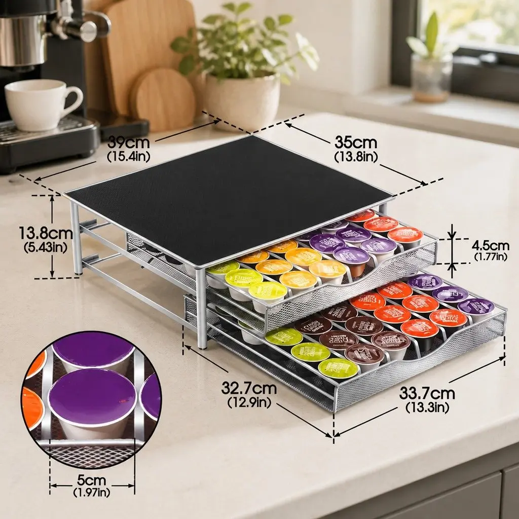 2-Tier K-Cup Coffee Pod Organizer with 72 Capacity