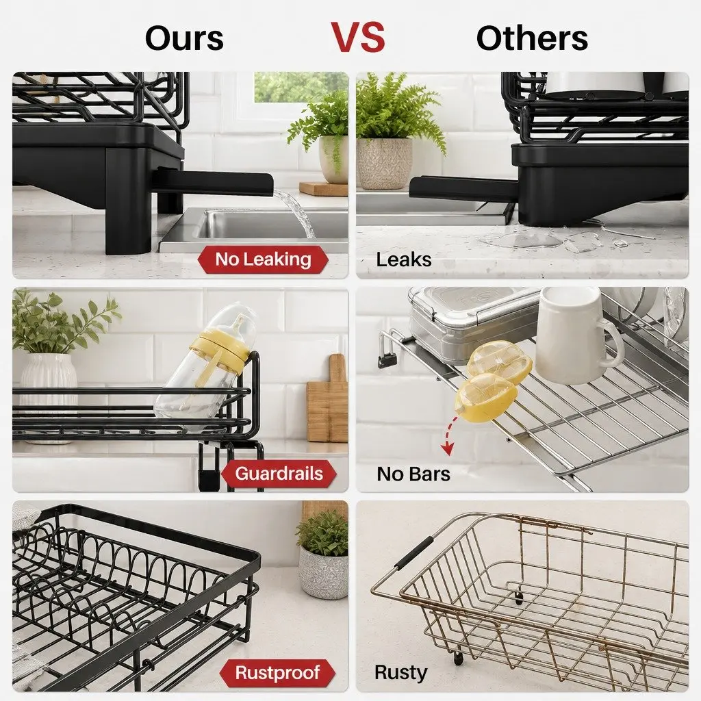 Expandable 2-Tier Dish Drying Rack for Kitchens