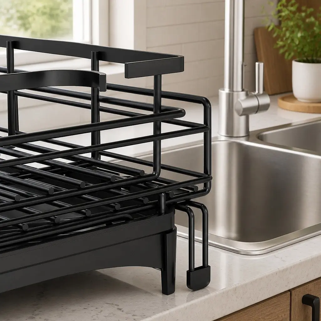 Expandable 2-Tier Dish Drying Rack for Kitchens
