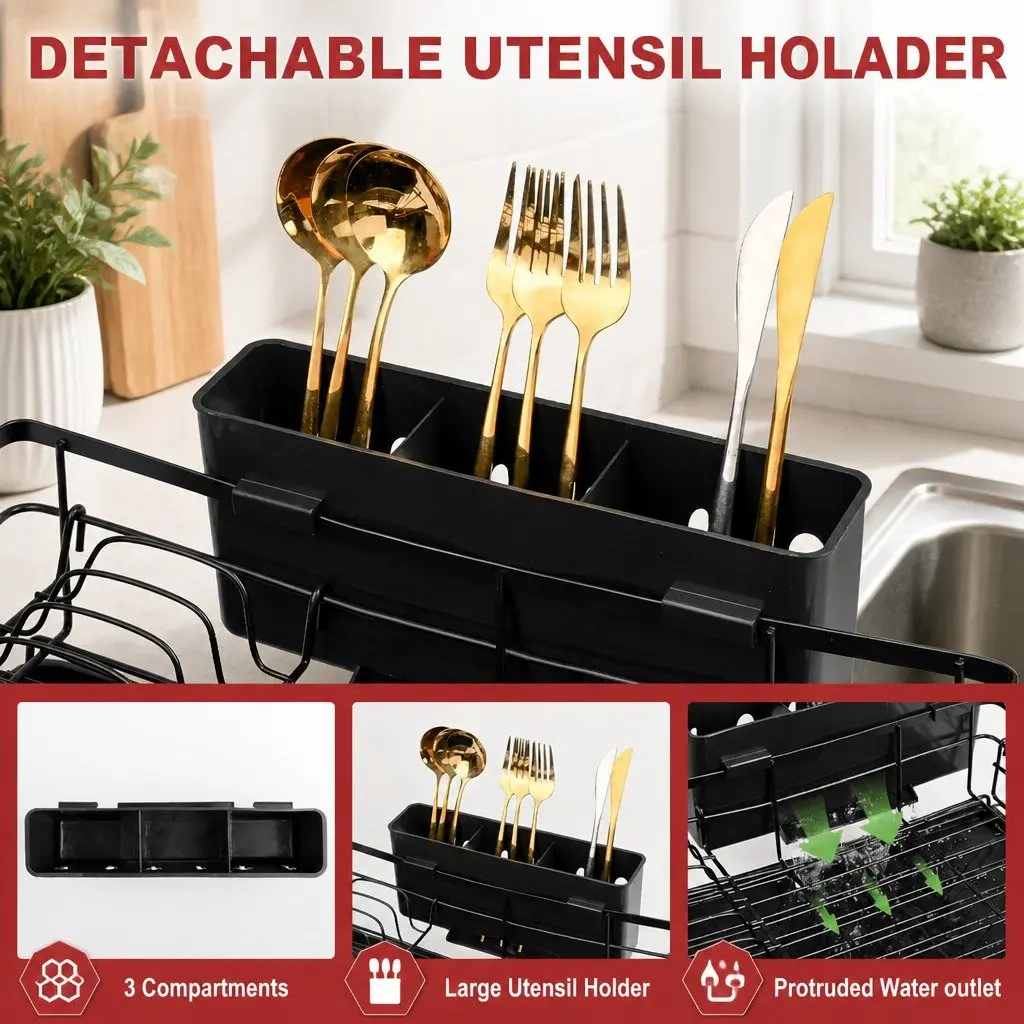 Expandable 2-Tier Dish Drying Rack for Kitchens