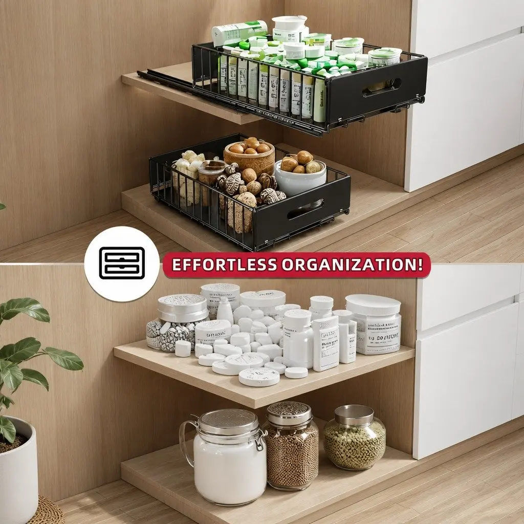Pull-Out Cabinet Organizer Drawers 2 Pack