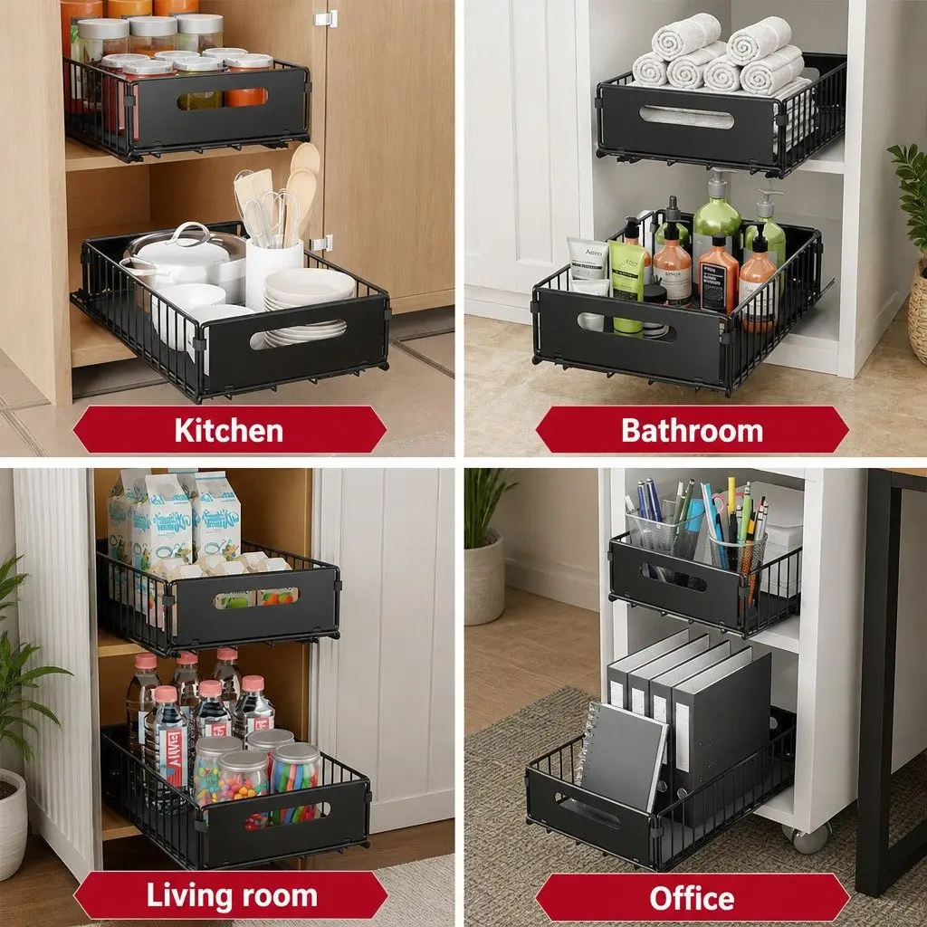 Pull-Out Cabinet Organizer Drawers 2 Pack
