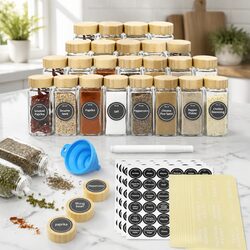 Durable Glass Spice Jars 24 Pack with Bamboo Lids