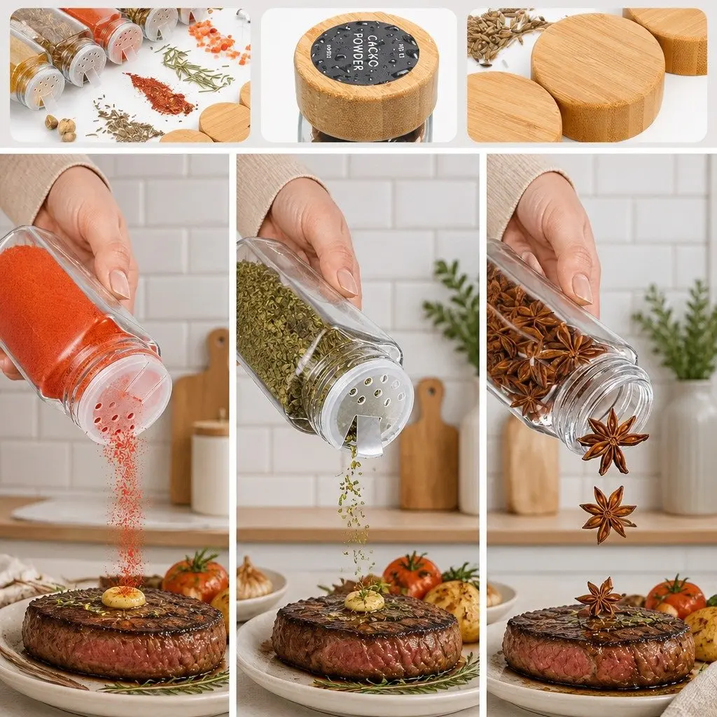 Glass Spice Jars 24 Pack with Bamboo Lids