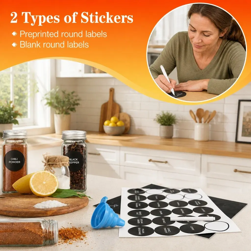 Glass Spice Jars 24 Pack with Lids