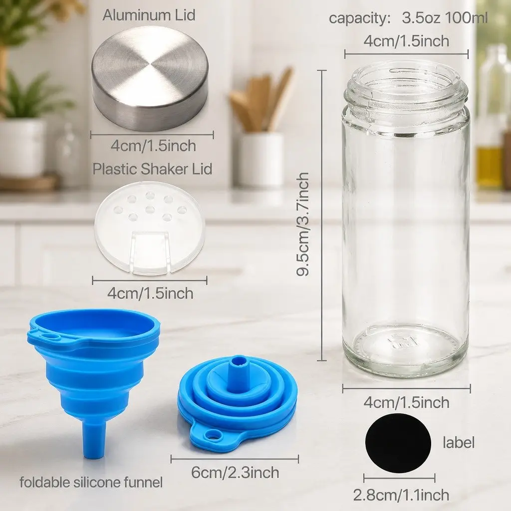 Glass Spice Jars 24 Pack with Lids