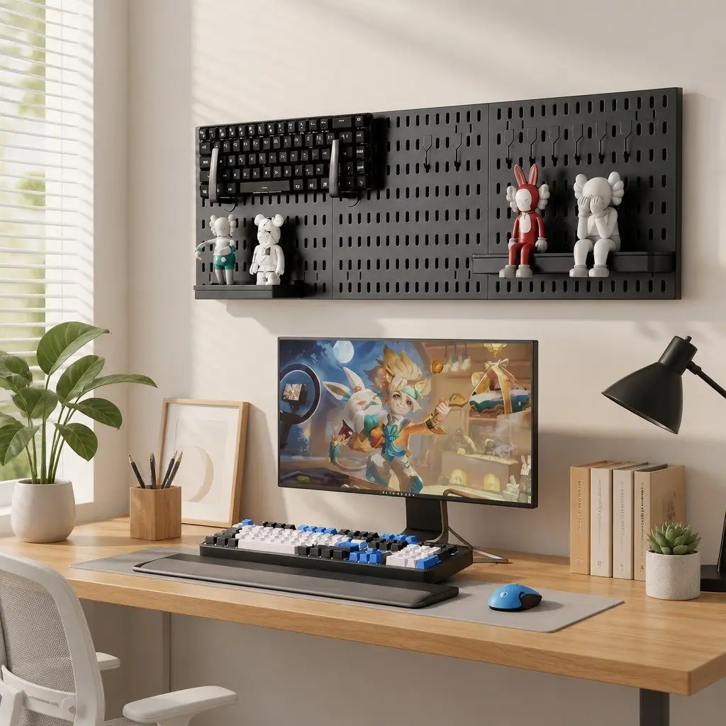 Modular Black Pegboard Organizer Kit with Accessories