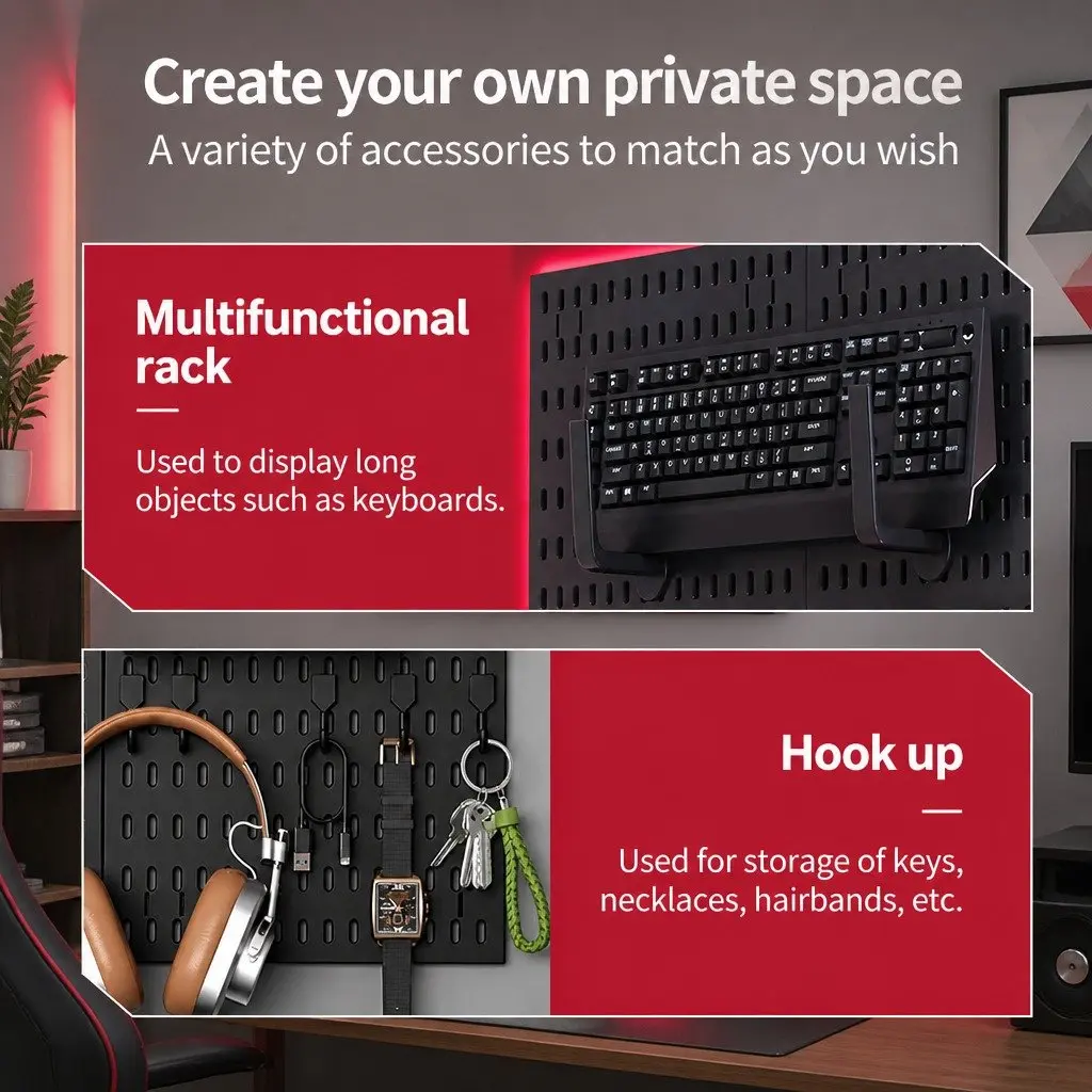 Modular Black Pegboard Organizer Kit with Accessories