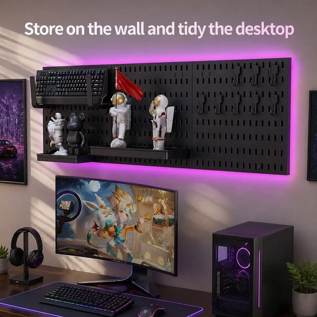 Modular Black Pegboard Organizer Kit with Accessories