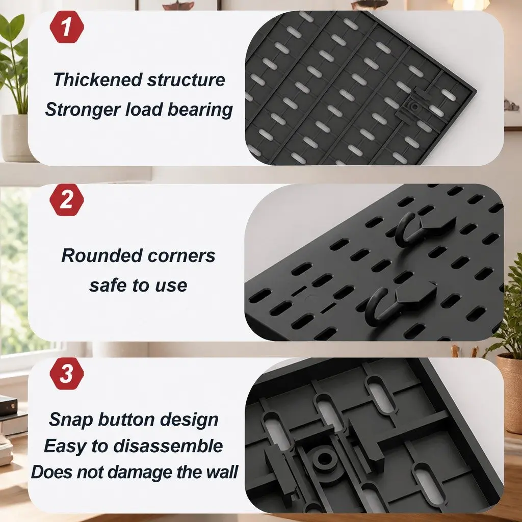 Modular Black Pegboard Organizer Kit with Accessories
