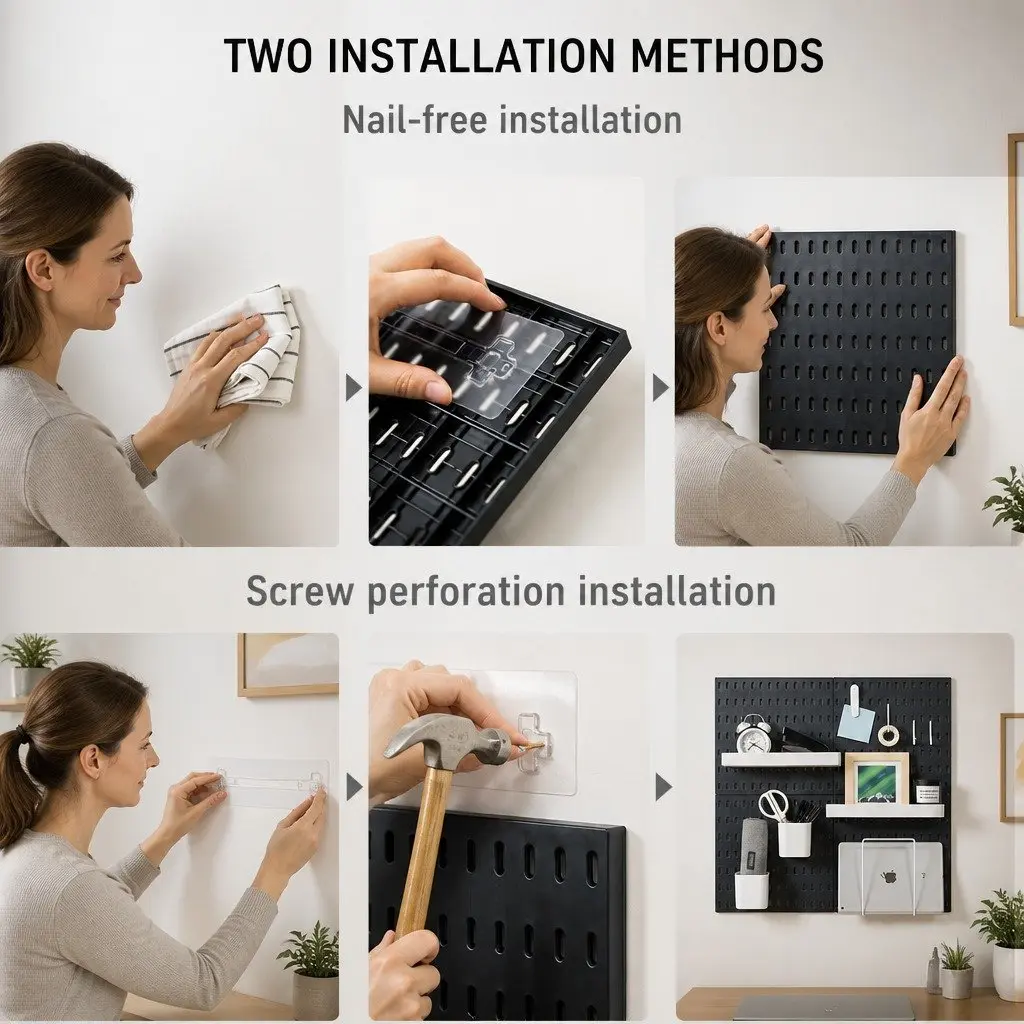 Modular Black Pegboard Organizer Kit with Accessories