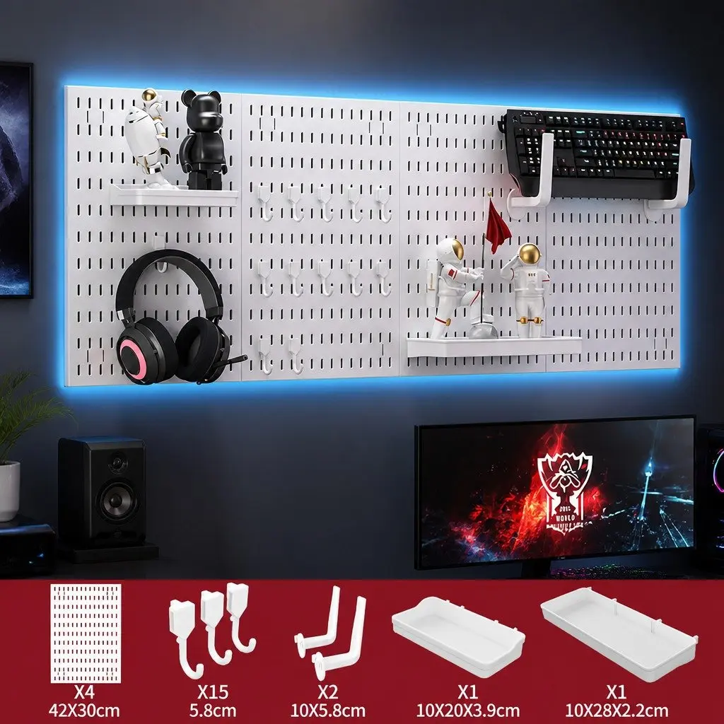 Modular Pegboard Organizer with 19 Accessories