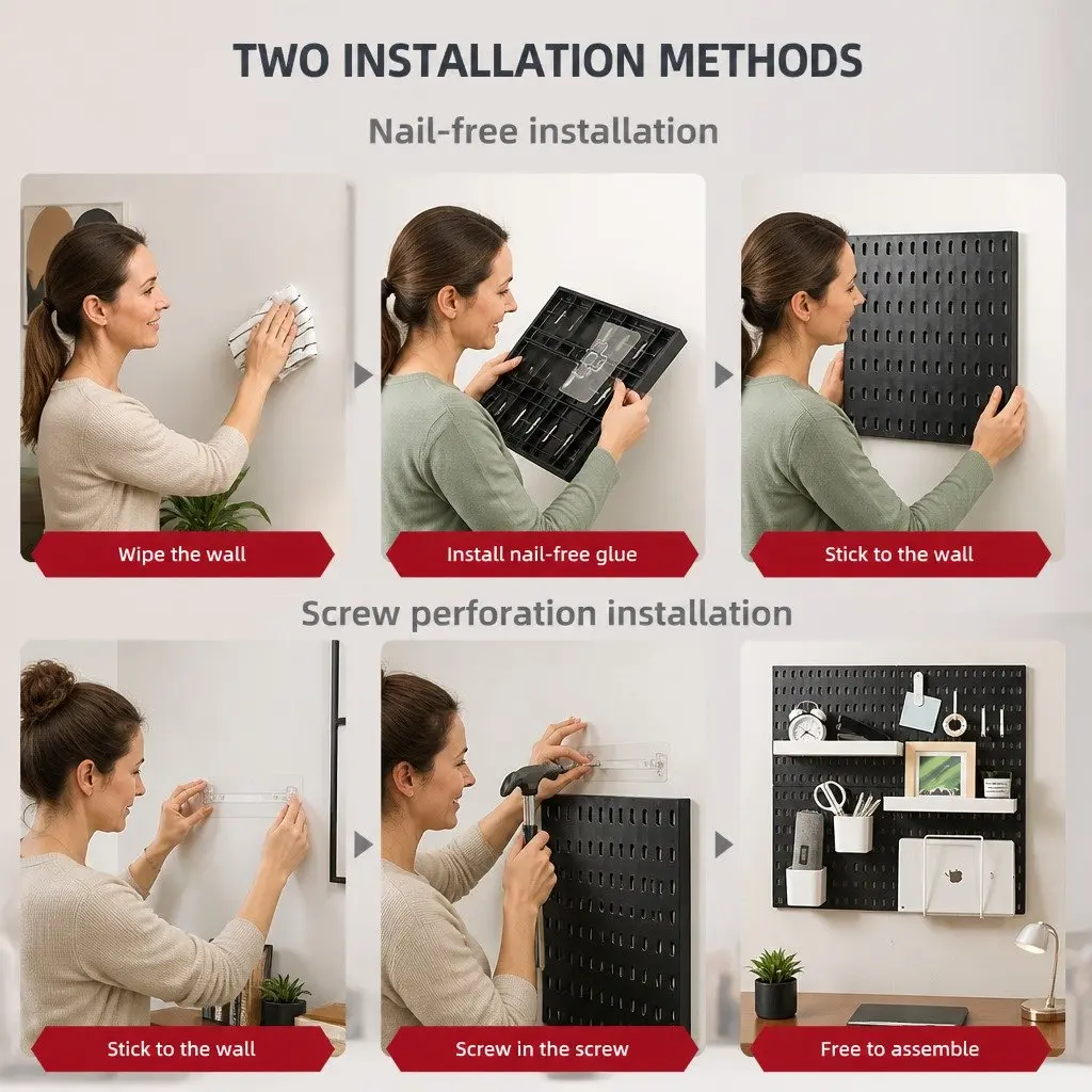 Modular Pegboard Organizer with 19 Accessories