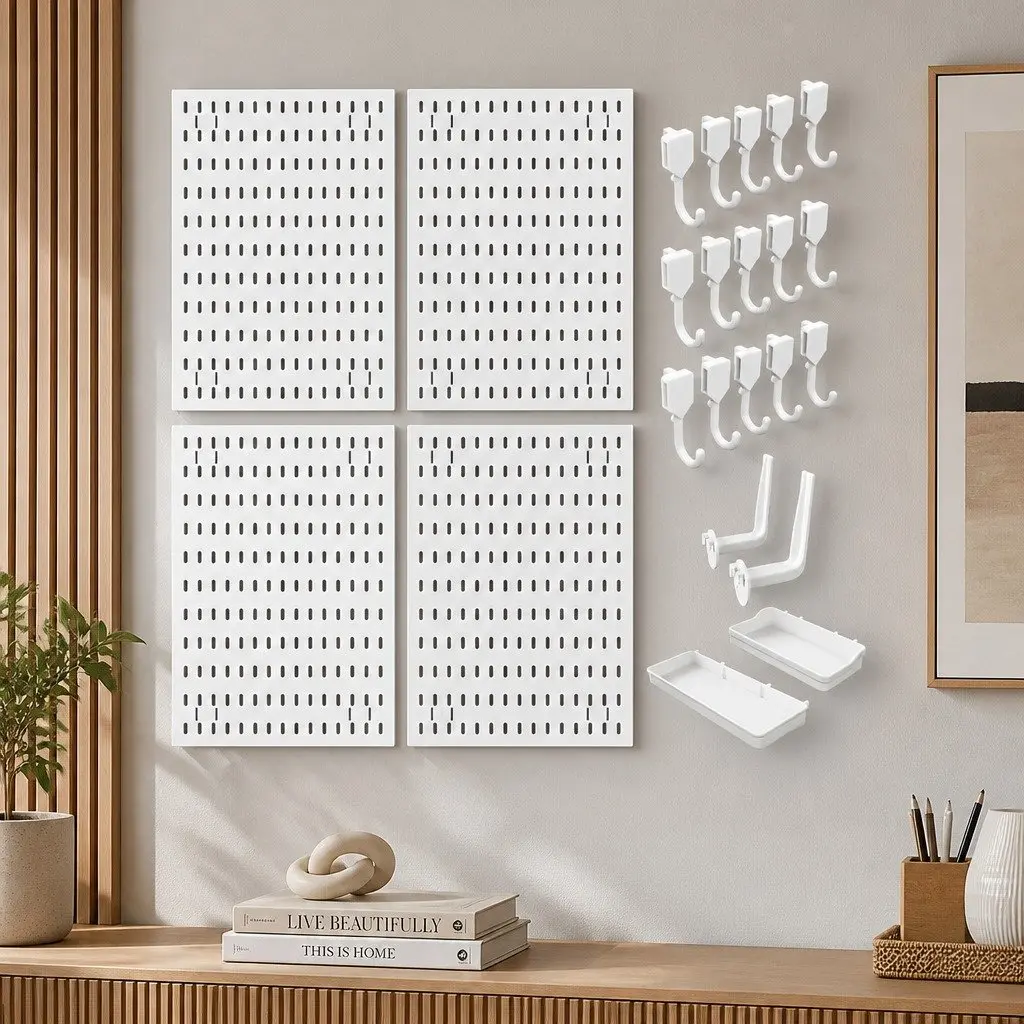Modular Pegboard Organizer with 19 Accessories