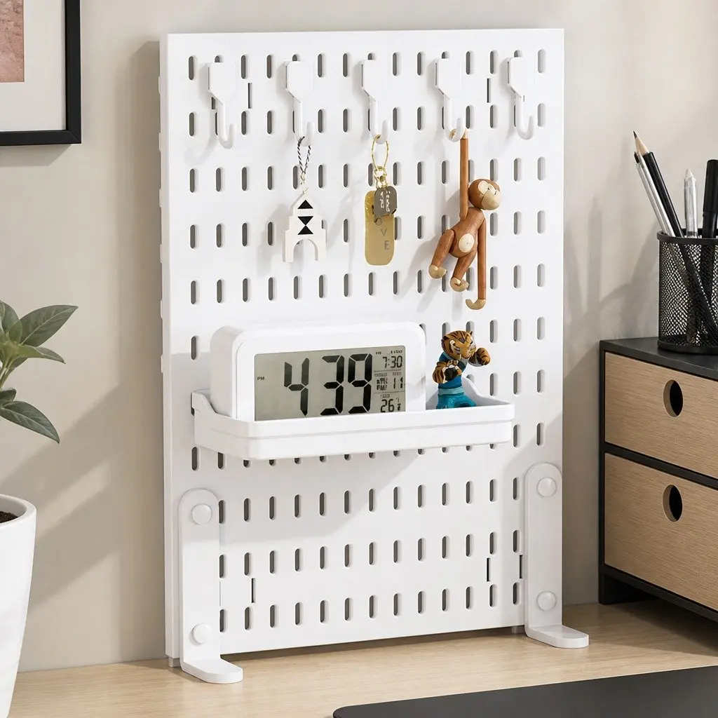 Desk Pegboard Organizer Kit with Hooks Tray