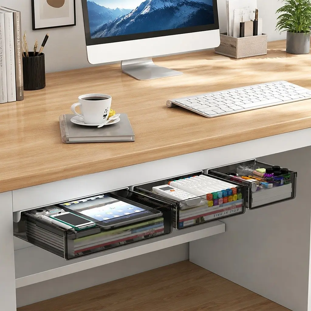 Under Desk Storage Drawers 3-Pack Organizer