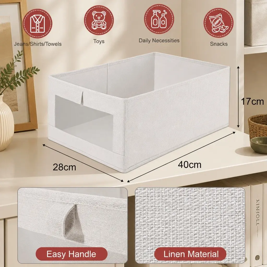 Closet Storage Bins 6 Pack with Clear Windows