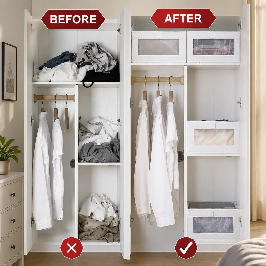 Closet Storage Bins 6 Pack with Clear Windows
