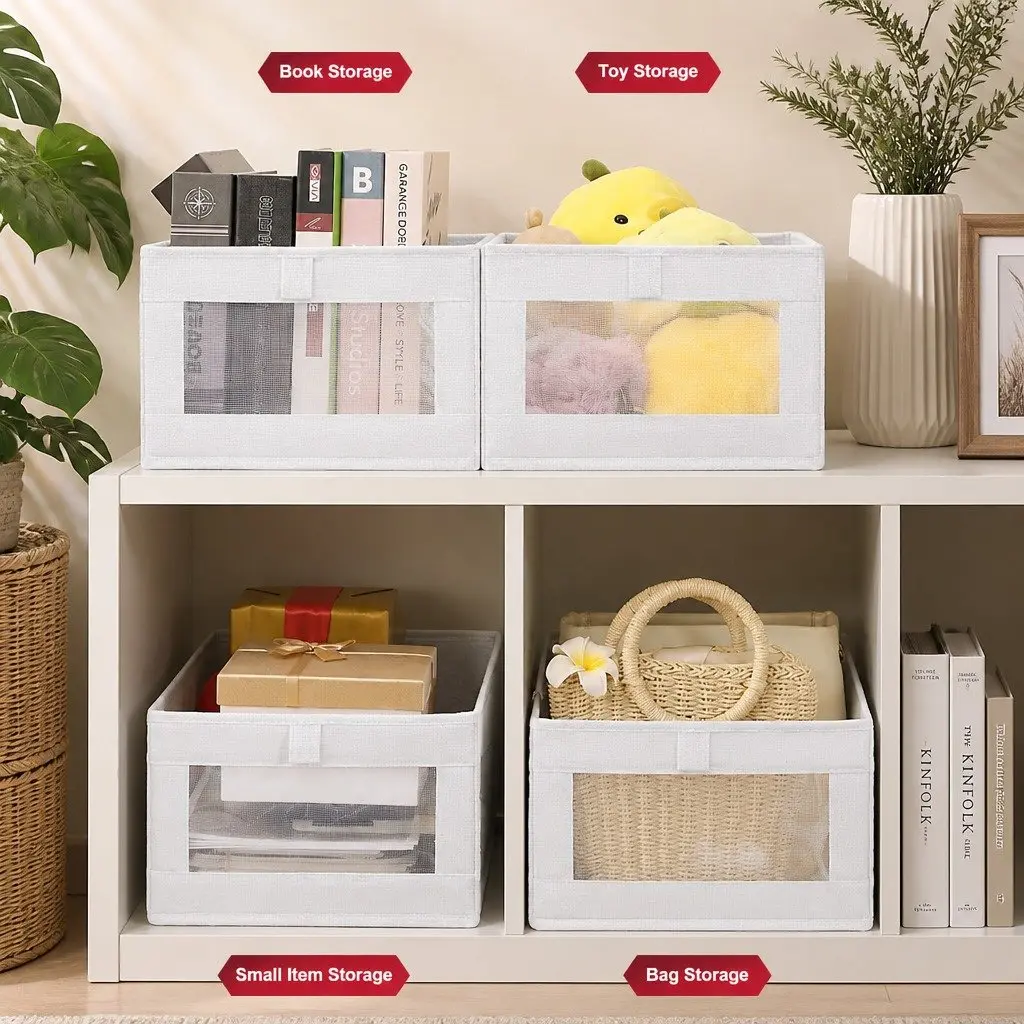 Closet Storage Bins 6 Pack with Clear Windows