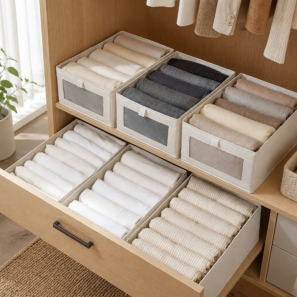 Closet Storage Bins 6 Pack with Clear Windows