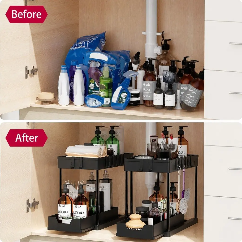 Under Sink Organizer 2 Pack with Pull-Out Baskets