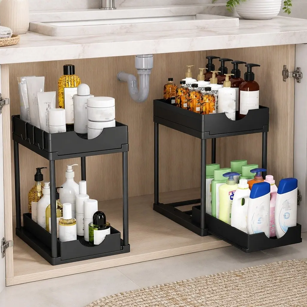 Under Sink Organizer 2 Pack with Pull-Out Baskets