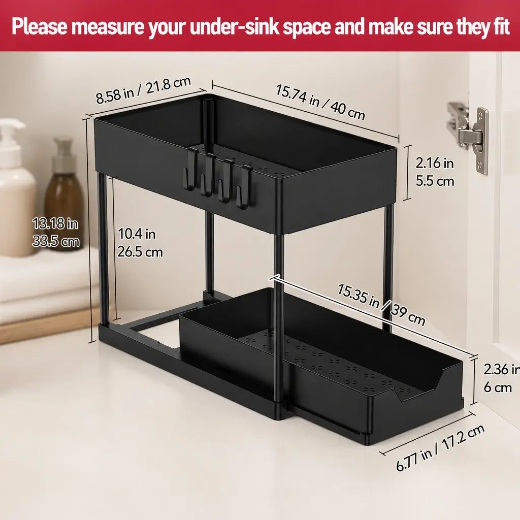 Under Sink Organizer 2 Pack with Pull-Out Baskets