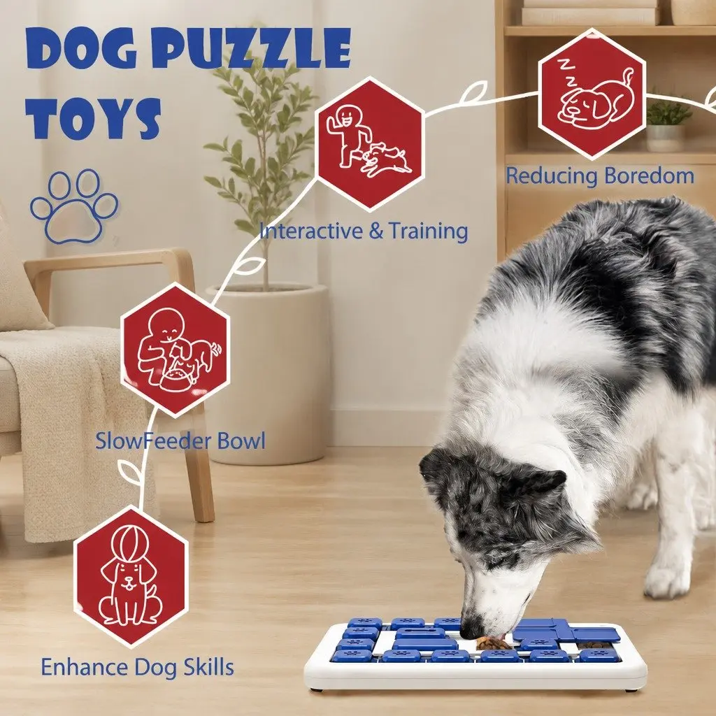Interactive Dog Puzzle Toy ABS Plastic 30 x 20 x 3 cm Multi-Level Challenge
