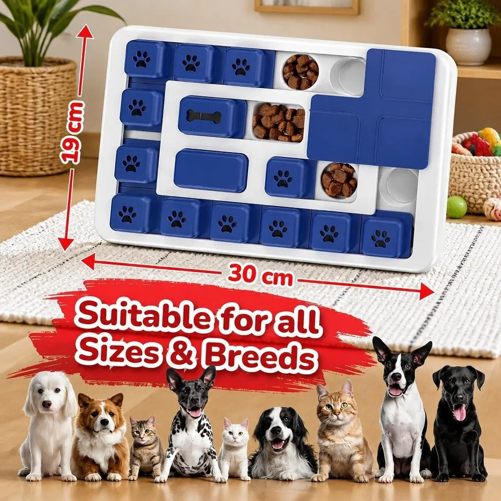Interactive Dog Puzzle Toy ABS Plastic 30 x 20 x 3 cm Multi-Level Challenge