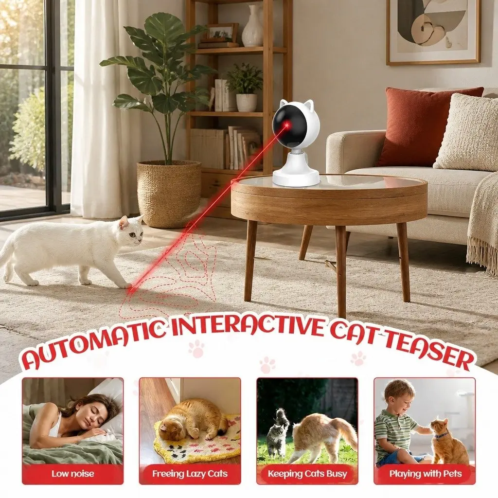 Interactive Laser Toy for Cats Adjustable Vertical Angle USB Rechargeable with Two Speed Settings