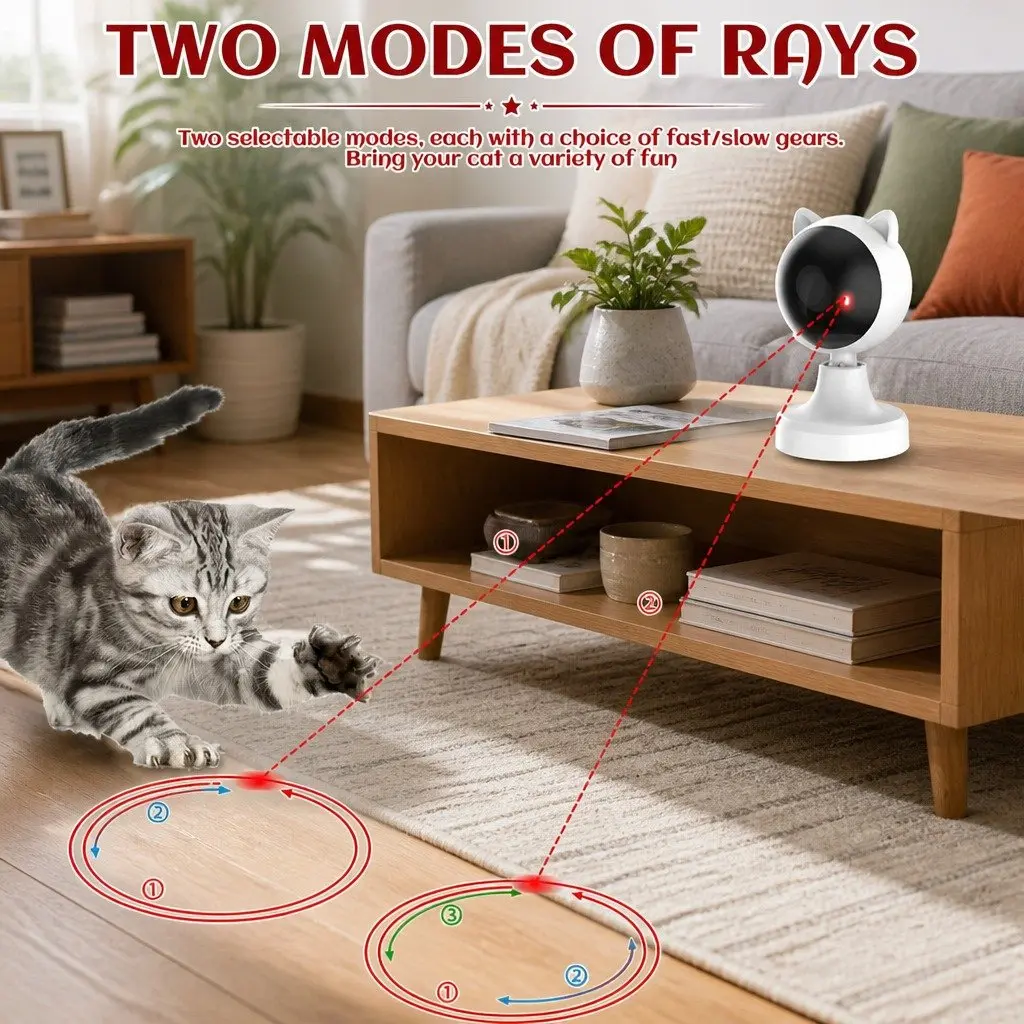 Interactive Laser Toy for Cats Adjustable Vertical Angle USB Rechargeable with Two Speed Settings