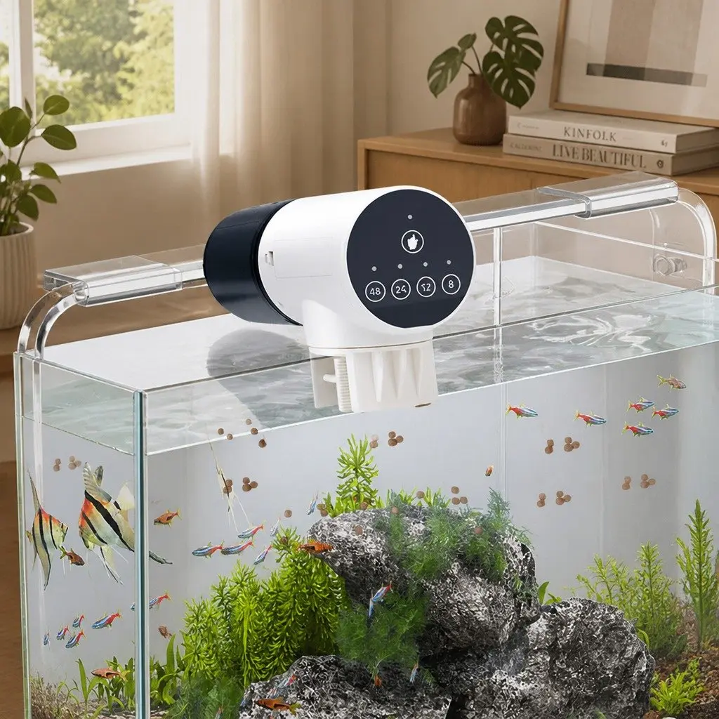 Automatic Fish Feeder with Timer and Rechargeable System