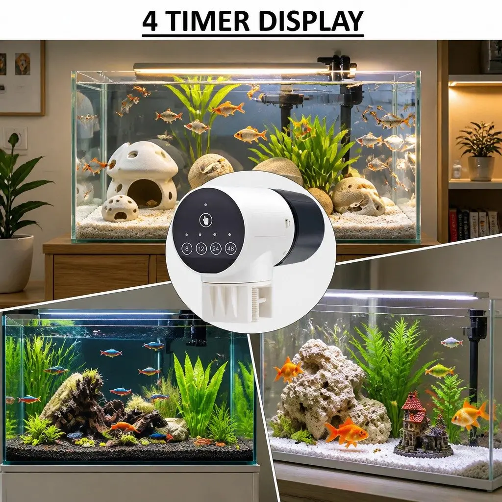 Automatic Fish Feeder with Timer and Rechargeable System