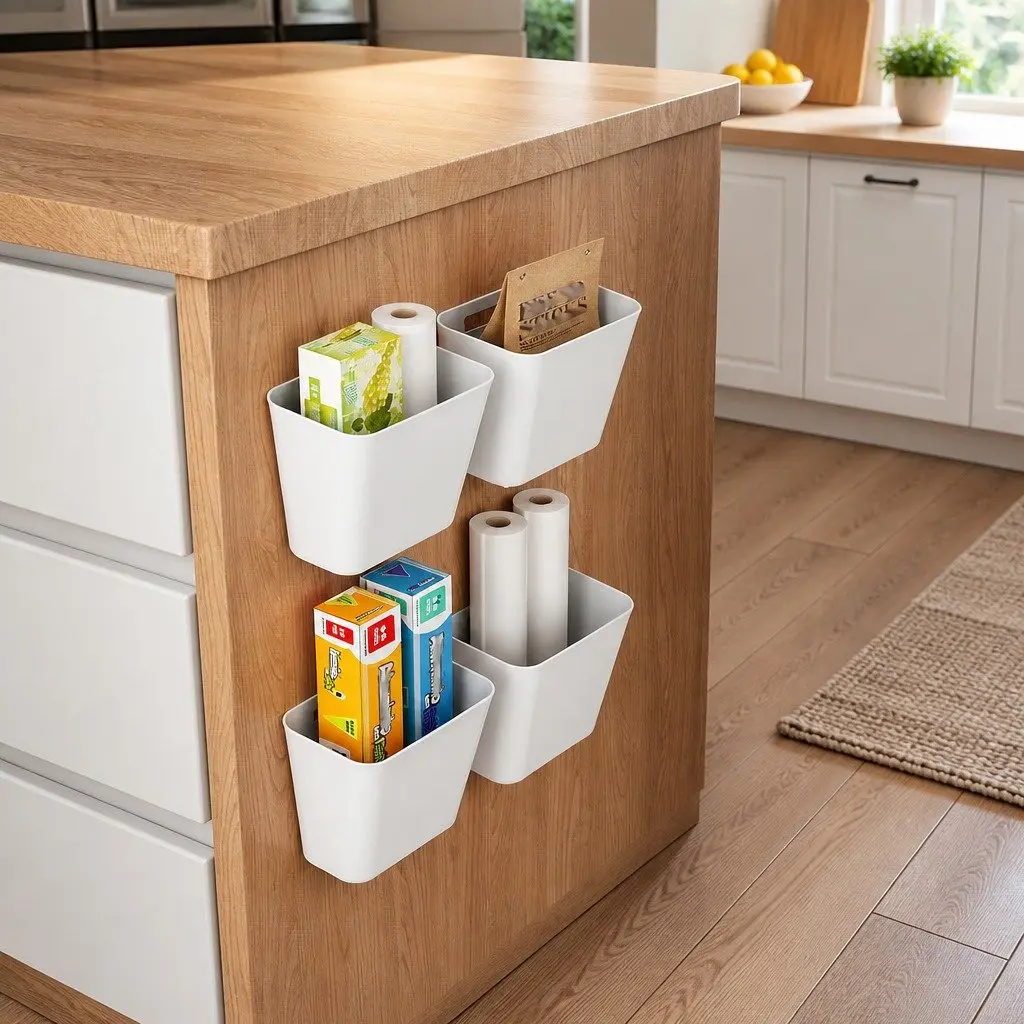 4-Pack Durable Self-Adhesive Wall Storage Boxes