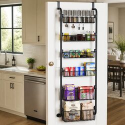 6-Tier Metal Pantry Rack for Over the Door Storage