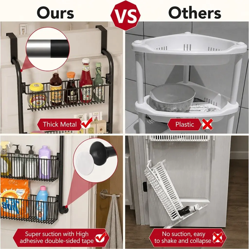 6-Tier Metal Pantry Rack for Over the Door Storage