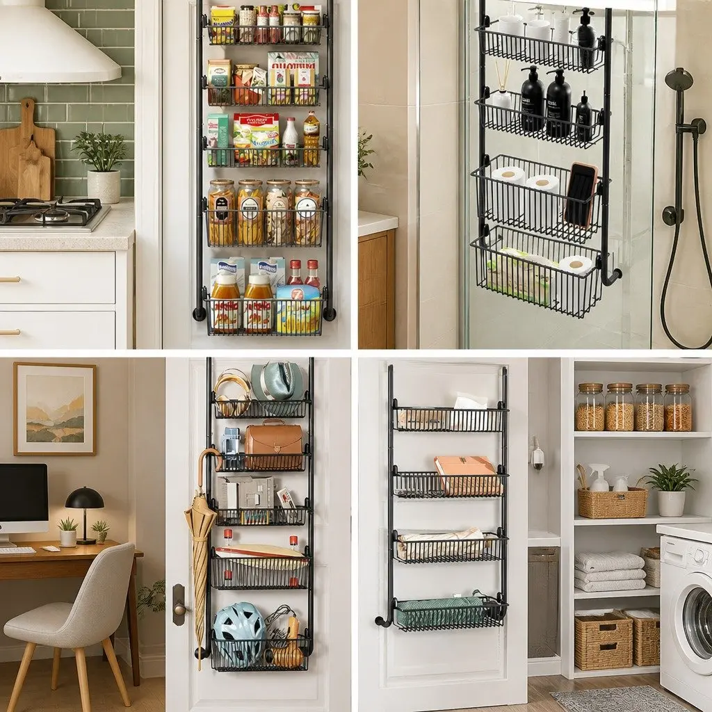 6-Tier Metal Pantry Rack for Over the Door Storage