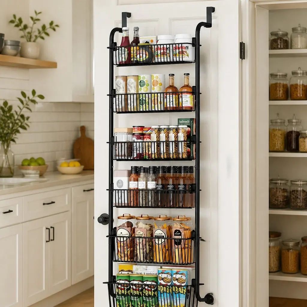 6-Tier Metal Pantry Rack for Over the Door Storage